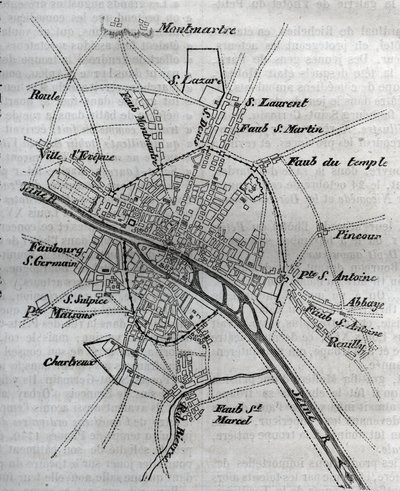 Plan of Paris under Henri III (1580) - Engraving in 