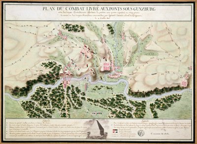 Plan of events at the Battle of Gunzburg between Austrian and French Troops in 1805, 1808 by French School