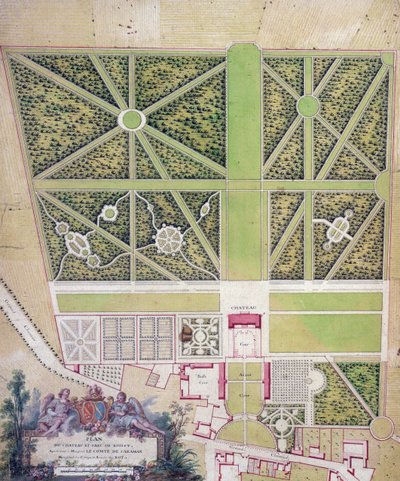 Plan of the chateau and park at Roissy, belonging to the Comte de Caraman by French School
