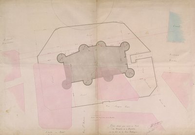 Plan showing the perimeter lines of the Bastille, 1830 by French School