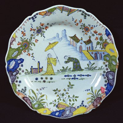 Plate, Decorated in the Chinoiserie Style, Created in Rouen by French School