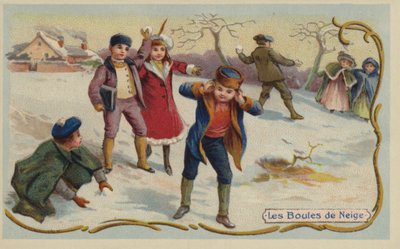 Playing snowballs by French School