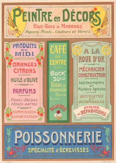 Plate No. 23: Signage Models for Art Nouveau Letter Painter by French School