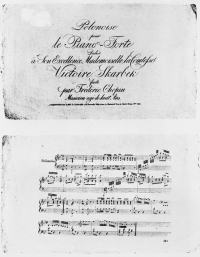 Polonaise for pianoforte, dedicated to Countess Victoire Skarbek, written by Frederic Chopin aged 8 by French School