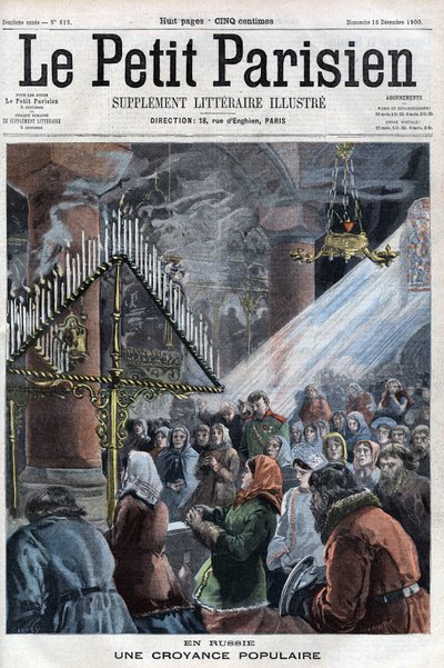 Popular belief in Russia: the faithful reunited in a church to gather at the time of the tsar