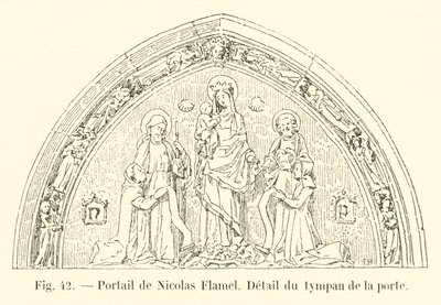 Portal of Nicolas Flamel, Detail of the tympanum of the door by French School