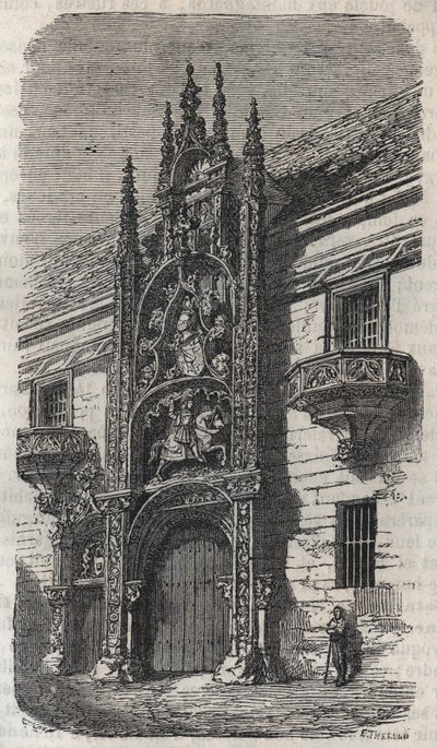 Porte du Palais Ducal de Nancy (Palais des Ducs de Lorraine) (1502-1512) - Engraving in 