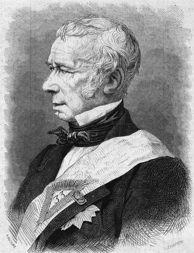 Portrait of Jean Pons Guillaume Viennet (1777-1868), French politician, poet and playwright, member of the French Academy. Engraving in "Le Monde Illustre" n°586 of 4 July 1868. by French School