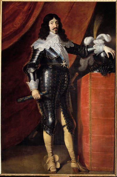 Full-length portrait of Louis XIII (1601-1643) in armor. Painting by the French School of the 17th century. Musee du chateau de Chambord by French School