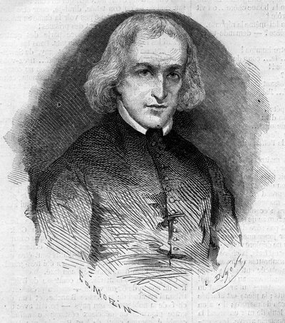 Portrait of Abbe Charles Eleonore Dufriche Desgenettes (1780-1860), parish of the church of Notre Dame des Victoires in Paris. Engraving in 