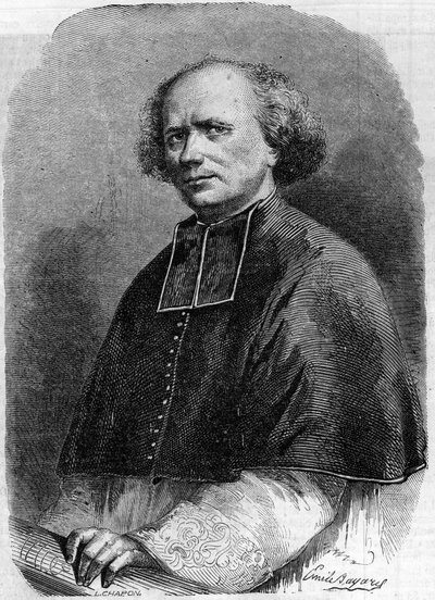 Portrait of Abbe Gaspard Deguerry (1797-1871), parish of the Madeleine in Paris. Engraving in 