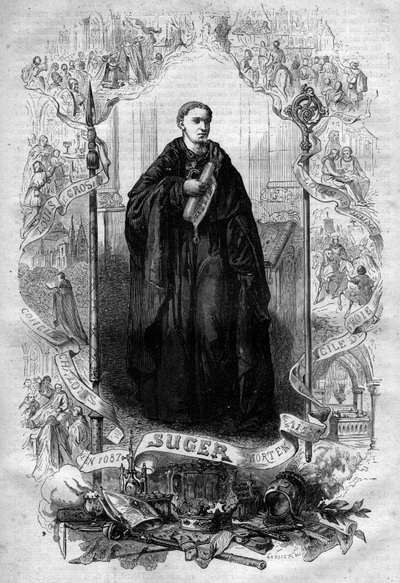 Portrait of Abbe Suger (1080-1151). Engraving in 