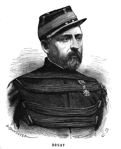 Portrait of Abel Douay, a French general. Engraving in 