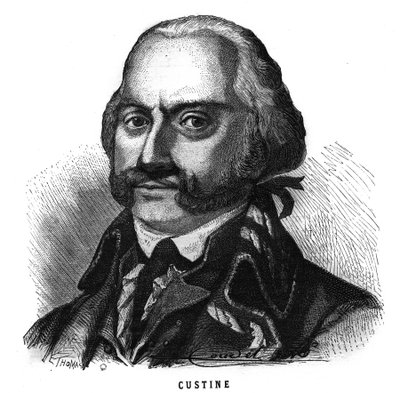Portrait of Adam Philippe de Custine (1740-1793) General Francais. Engraving in 