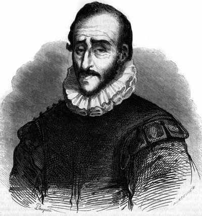 Portrait of Adam de Craponne, French engineer. Engraving in Le Magasin picturesque by French School