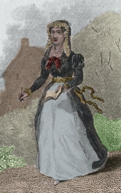 Portrait of Adelaide-Gillette Dufrenoy (1765-1825) French Poetess - engraving from 1876 by French School