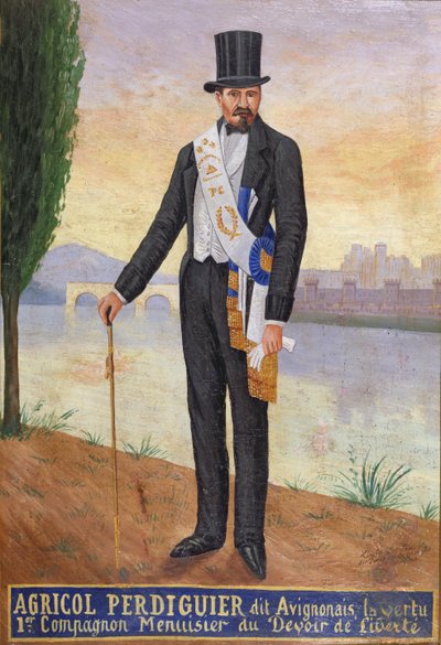Portrait of Agricol Perdiguier Known as Avignonais Standing on the Banks of the River Rhone at Avignon, c.1860-65 by French School