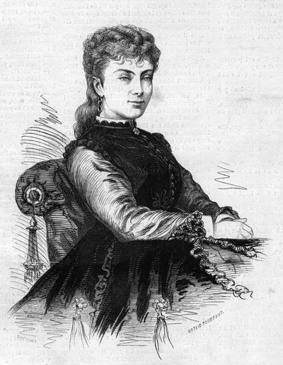 Portrait of Aimee Desclee (circa 1837-1874), French comedian. Engraving in 