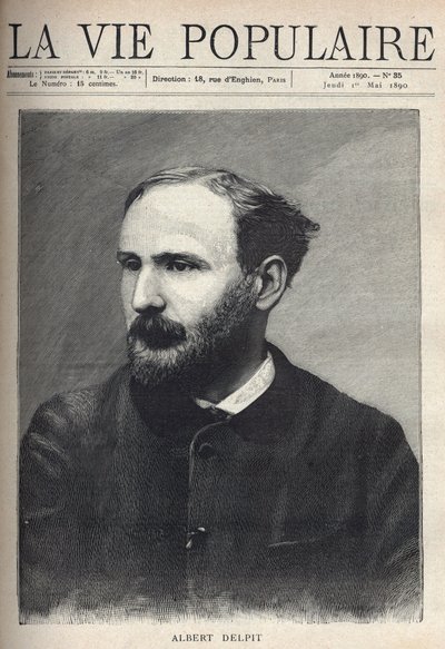Portrait of Albert Delpit (1849-1893), Novelist and Playwright (Engraving in 