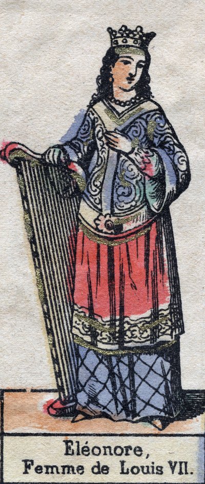 Portrait of Eleanor of Aquitaine (ca. 1123-1204), wife of Louis VII of France. (Capetian dynasty). Illustration late 19th century by French School