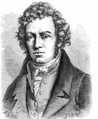 Portrait of André Marie Ampère (1775 - 1836), French physicist - in Album de la Science; illustrious scientists; Great discoveries 1896 by French School