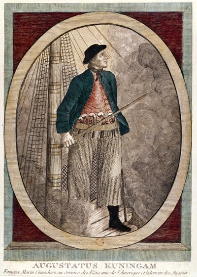 Portrait of Augustatus Kuningam, an American pirate active during the War of Independence, c.1780 by French School