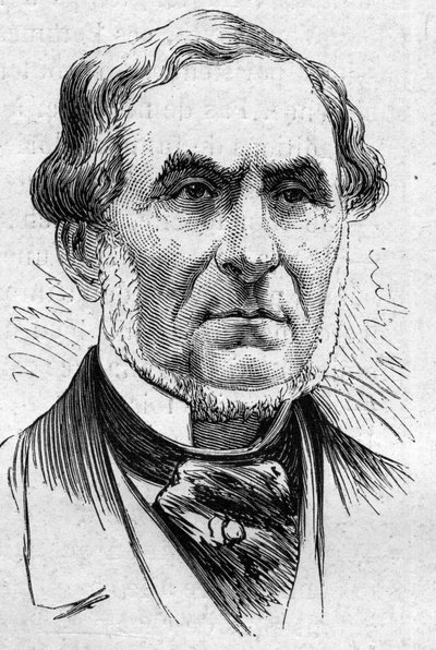 Portrait of Auguste Barbier, French poet and academician. Engraving in Le Monde Illustré n°883 of 14 March 1874 by French School