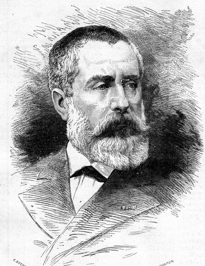 Portrait of Auguste Emmanuel Vaucorbeil (1821-1884), French composer and director of the Paris Opera. Engraving in 