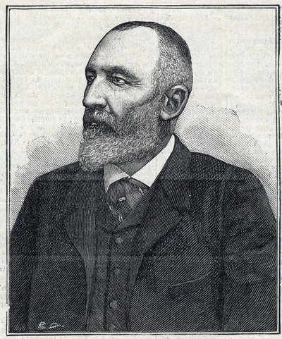 Portrait of Auguste Scheurer-Kestner (1833-1899), chemist, industrialist, and Alsatian politician. Engraving from 1897 by French School