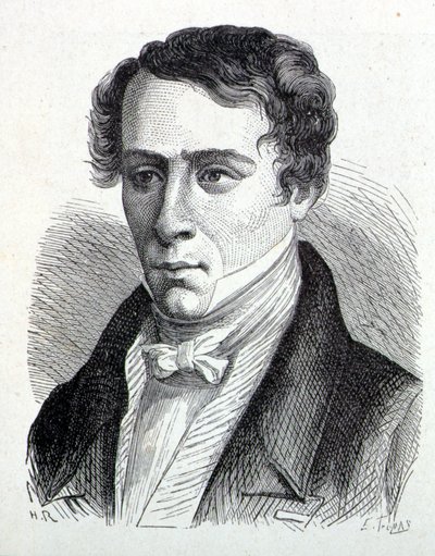 Portrait of Augustin Fresnel (1788-1827), French physicist - in Album of Science; illustrious scientists; Great discoveries 1896 by French School
