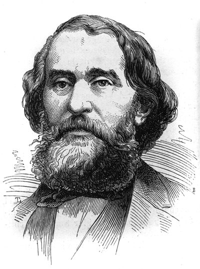 Portrait of Bartolome Mitre (1821-1906), President of Argentina. Engraving in 