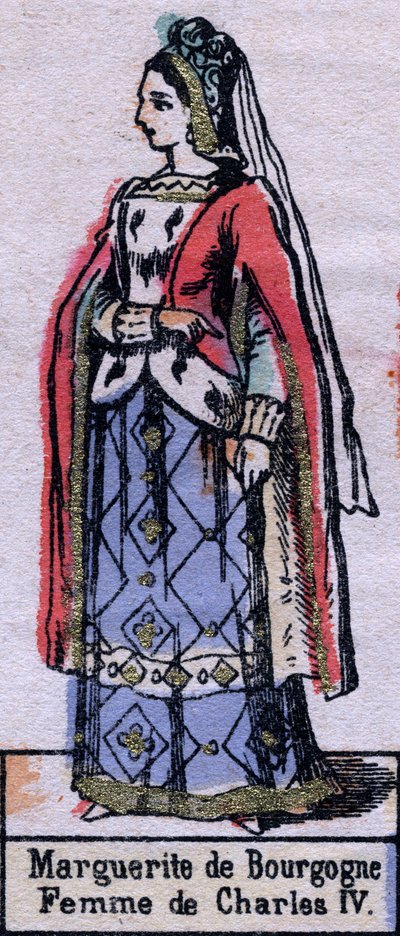 Portrait of Blanche of Burgundy (ca. 1296-1326), wife of Charles IV of France. (Capetian dynasty). Illustration late 19th century. by French School