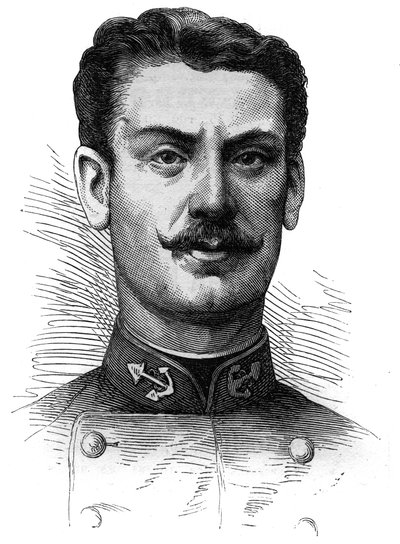 Portrait of Captain Joseph Gallieni, French soldier and explorer - Engraving in 