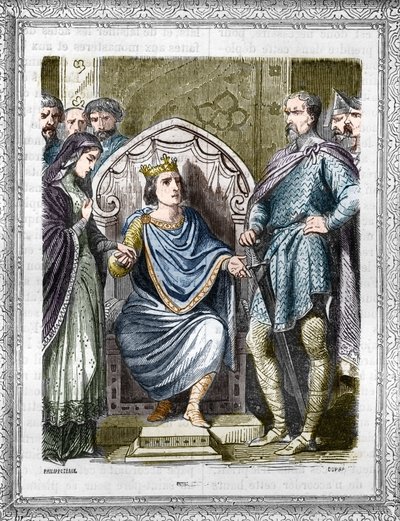 Portrait of Charles III called the Simple. Engraving from 