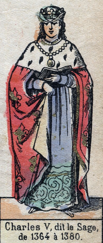 Portrait of Charles V of France, known as Charles the Wise (1338-1380) (Dynasty of the Capetians). Illustration late 19th century. by French School