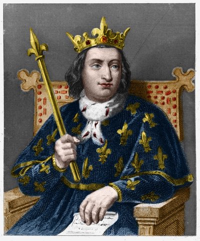 Portrait of Charles V the Sage, King of France - in Histoire des Francais by Lavallee, engraving, sd by French School