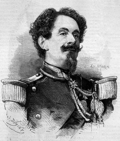 Portrait of Charles Victor Frebault (General Frebault) (1813-1888), Governor of Guadeloupe - Engraving in 
