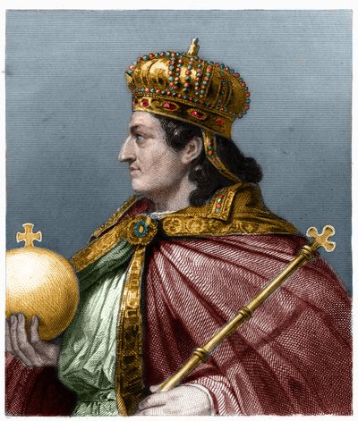 Portrait of Childebert II (c. 570 - 596), King of Austrasia - in 