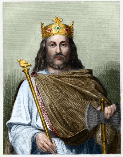 Portrait of Chilperic I (539 - 584), King of Neustria - in “Histoire des Français” by Lavallee, engraving by French School
