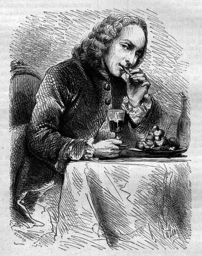 Portrait of Claude Henri de Fusee de Voisenon (1708-1775), represented by the pastry maker of Cauterets. Engraving from 1858 by French School
