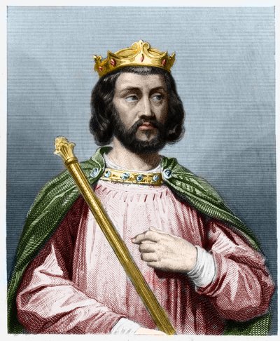 Portrait of Clotaire III (652 - 673), King of Neustria and Burgundy - in “Histoire des Francais” by Lavallee, engraving, sd by French School
