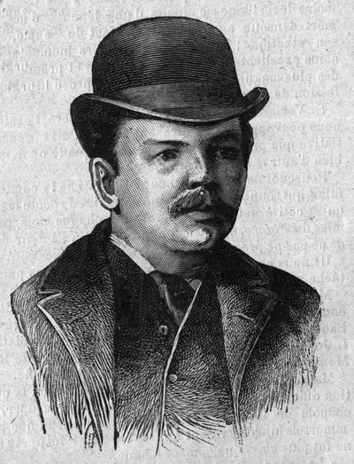 Portrait of Dr. Leander Starr Jameson (1853-1917), British Prime Minister of the Cape Colony in South Africa (Transvaal). Engraving in 