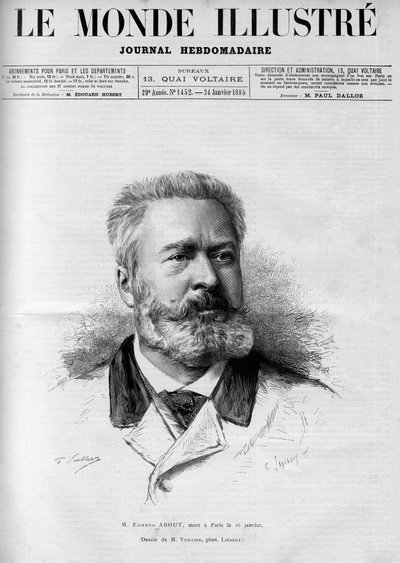 Portrait of Edmond About (1828-1885), French writer and journalist, member of the French academy, in 