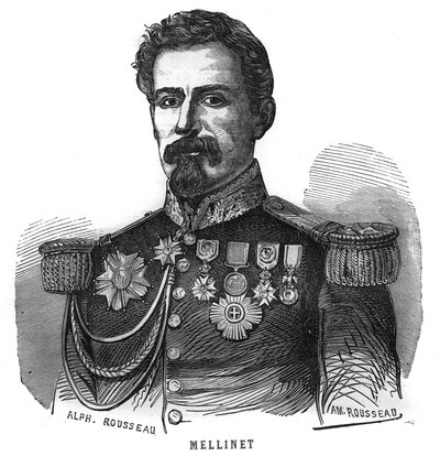 Portrait of Emile Henry Mellinet (1798-1894) French general. Engraving in 