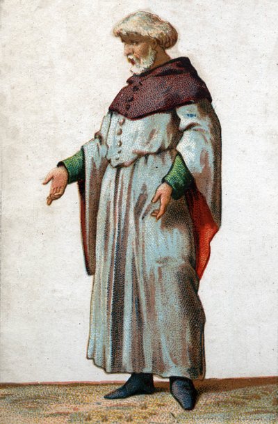 Portrait of Eustache de Saint Peter, the best known of the six bourgeois of Calais. Chromolithography of the late 19th century. by French School
