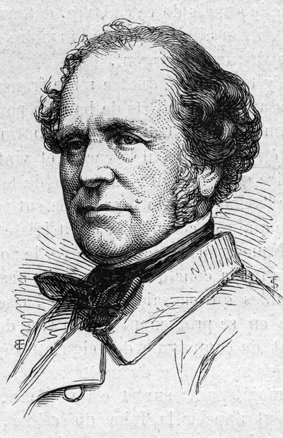Portrait of Francois Auguste Mignet, French historian and academician. Engraving in 