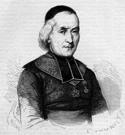 Portrait of Francois Joseph Le Brotier (1799-1885), Bishop of Montpellier. Engraving in Le Monde Illustré n°237 of October 26 by French School