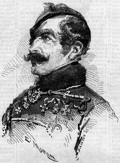 Portrait of Franz von Schlick (1789-1862), Field Marshal, Commander General of the Austrian Army in Italy during the Risorgimento in 1859. Engraving in 