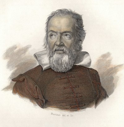 Portrait of Galileo Galilei (1564-1642), physicist, mathematician, and Italian astronomer. in Portraits of Useful Men by French School