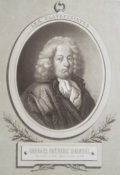 Portrait of George Frederick Handel frontispiece of a music score by French School